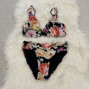AZURA Australia Sz 4 Wildrose Multi Ruche Swim Top & Bikini Midrise Bottom